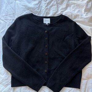 Reformation Clara Cashmere Black Button-Up Cardigan